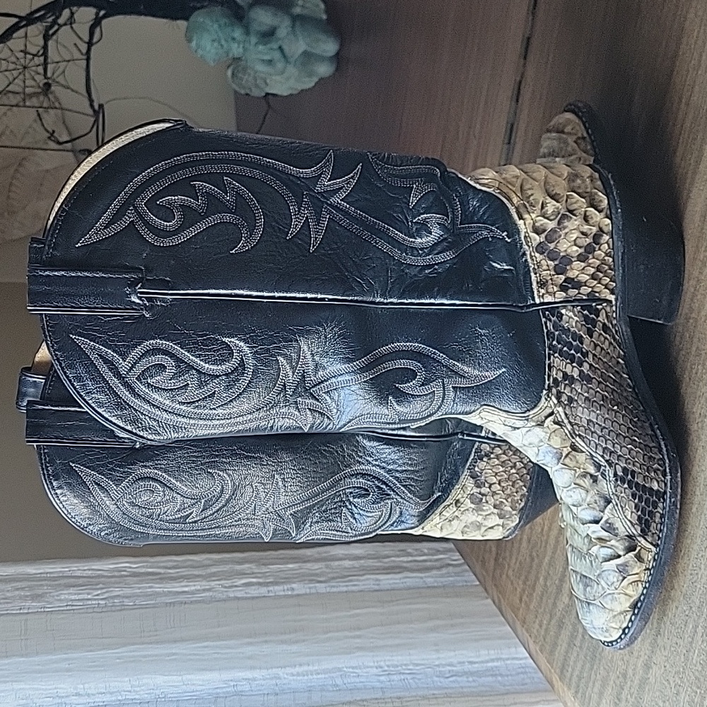Dingo Snake Skin & Leather Western Cowboy Boots - Python Skin Boots Style 5130 - Picture 5 of 8